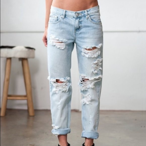 One Teaspoon Awesome Baggies Distressed Jeans - Picture 1 of 6